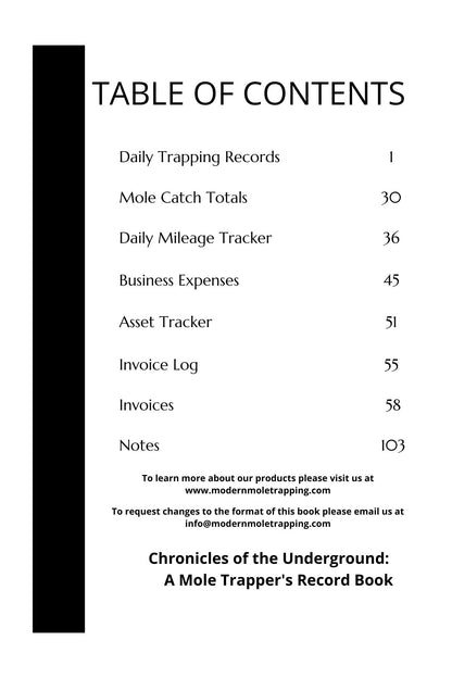 Chronicles of the Underground: A Mole Trapper's Record Book