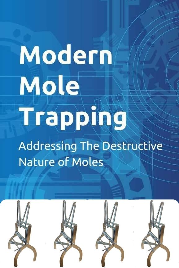 Modern Mole Trapping Book & MoleSlayer Mole Trap w/ Setting Handles Bundle (4 Traps)